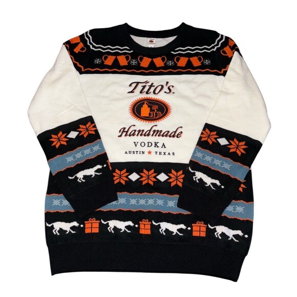 Tito's Handmade Vodka Ugly Christmas Party Sweater Men's Small Austin Texas - Picture 1 of 8